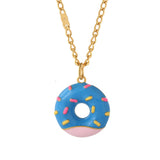 Donut Pendant Necklace Stainless Steel Long Chain Choker Punk Jewelry for Women