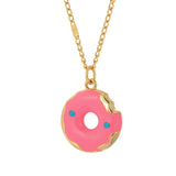Donut Pendant Necklace Stainless Steel Long Chain Choker Punk Jewelry for Women