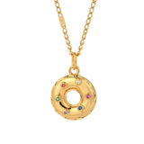 Donut Pendant Necklace Stainless Steel Long Chain Choker Punk Jewelry for Women
