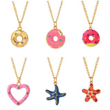 Donut Pendant Necklace Stainless Steel Long Chain Choker Punk Jewelry for Women