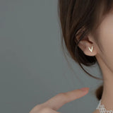 Geometric Triangle V Stud Earrings with CZ Zircon 925 Silver Ear Jewelry