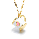 Hand Painted Sweet Heart Teacup Pendant Necklace for Women