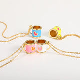 Hand Painted Sweet Heart Teacup Pendant Necklace for Women