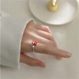 925 Silver Mushroom CZ Open Ring Women Girl Gift LR298