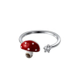 925 Silver Mushroom CZ Open Ring Women Girl Gift LR298