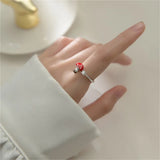 925 Silver Mushroom CZ Open Ring Women Girl Gift LR298