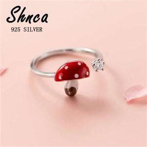 925 Silver Mushroom CZ Open Ring Women Girl Gift LR298