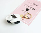 Rose Camellia Flowers Keychain for Women Trinket Key Chains Ring Car Bag