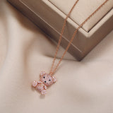 Teddy Bear Pendant Necklace Women Light Jewelry Chain