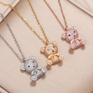 Teddy Bear Pendant Necklace Women Light Jewelry Chain