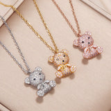 Teddy Bear Pendant Necklace Women Light Jewelry Chain