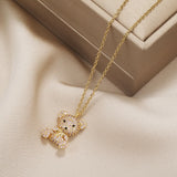 Teddy Bear Pendant Necklace Women Light Jewelry Chain