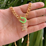 Teddy Bear Pet Pendant Chain Necklace Jewelry