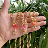 Teddy Bear Pet Pendant Chain Necklace Jewelry