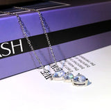 Three Heart Pendant Silver Necklace Bling CZ Zirconia Chain