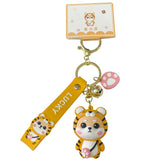Tiger Pattern Coat Shiba Inu Dog Keychain PVC Animal Toys Keyring