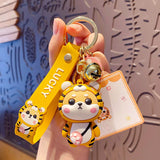 Tiger Pattern Coat Shiba Inu Dog Keychain PVC Animal Toy Keyring