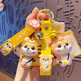 Tiger Pattern Coat Shiba Inu Dog Keychain PVC Animal Toy Keyring