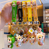 Tiger Pattern Coat Shiba Inu Dog Keychain PVC Animal Toy Keyring