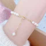 Tiny Pearls Cat Bracelet Charm Adustable Beaded Brasselet
