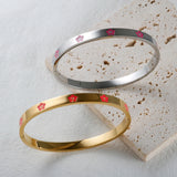 Heart Enamel Flower Bracelet Stainless Steel Bangle for Women