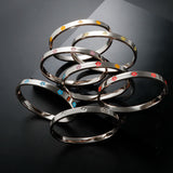 Heart Enamel Flower Bracelet Stainless Steel Bangle for Women