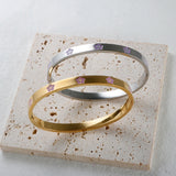 Heart Enamel Flower Bracelet Stainless Steel Bangle for Women