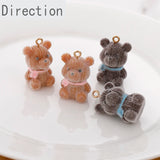 Trumpet Teddy Bear Velvet 3D Doll Pendant DIY Earring Accessories