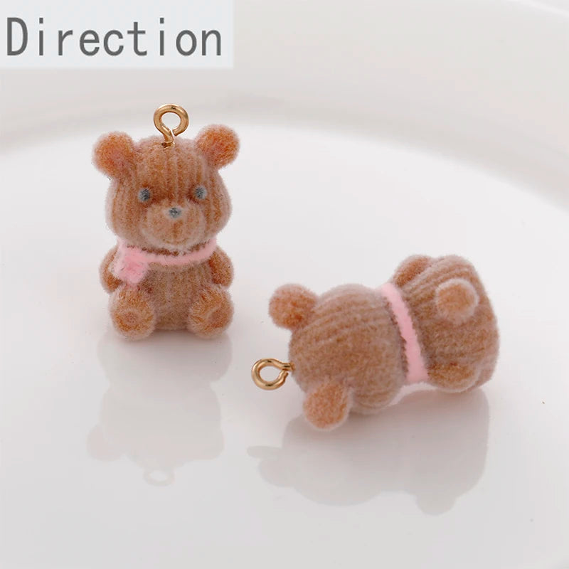 Trumpet Teddy Bear Velvet 3D Doll Pendant DIY Earring Accessories
