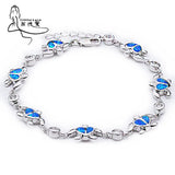 Turtle Silver Plated Brown Fire Opal Charm Bracelet Women's Summer Jewelry