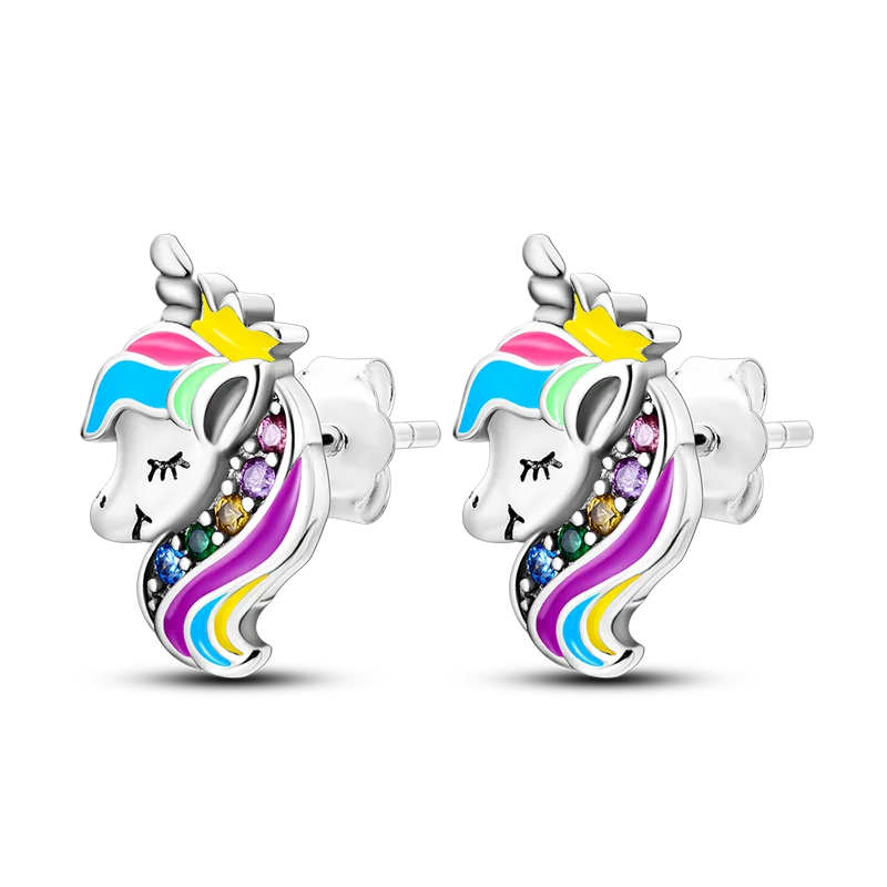925 Sterling Silver Unicorn Stud Earrings for Little Girl
