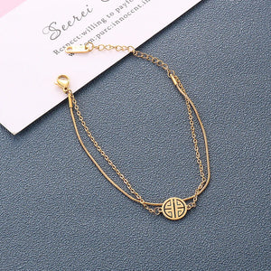 Vintage Double Layer Snake Chain Stainless Steel Women Bracelet