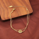 Vintage Double Layer Snake Chain Stainless Steel Women Bracelet