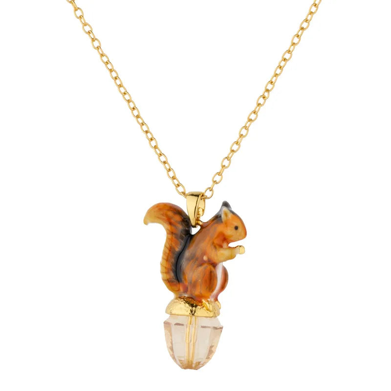 Vintage Squirrel Necklace Animal Pendant Neck Jewelry
