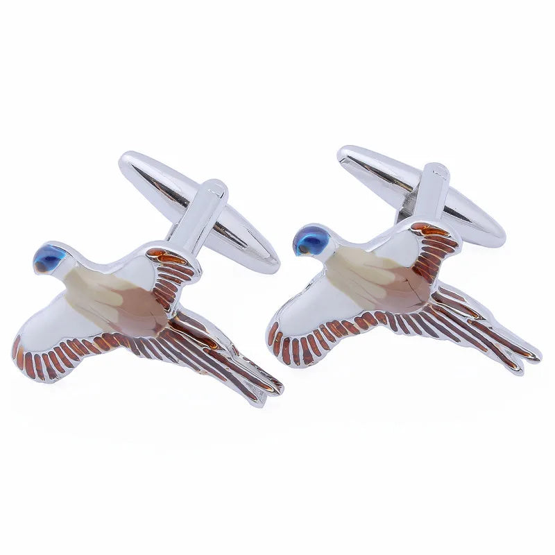 Wild Goose Cufflinks Men's Shirt Jewelry Enamel Flying Bird Cuff Link Buttons
