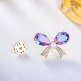 Wind Zircon Bow Brooch Tourmaline Crystal Pin