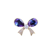 Wind Zircon Bow Brooch Tourmaline Crystal Pin