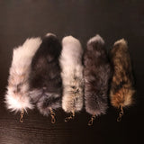 Wolf Fox Tail Fur Car Keychain Pompom Pendant Key Ring Holder