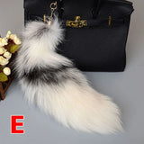 Wolf Fox Tail Fur Keychain Pompom Pendant Key Ring Holder