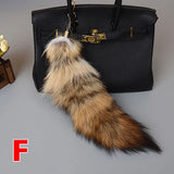 Wolf Fox Tail Fur Keychain Pompom Pendant Key Ring Holder