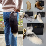 Wolf Fox Tail Fur Keychain Pompom Pendant Key Ring Holder