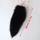 Wolf Fox Tail Fur Car Keychain Pompom Pendant Key Ring Holder