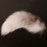 Wolf Fox Tail Fur Car Keychain Pompom Pendant Key Ring Holder