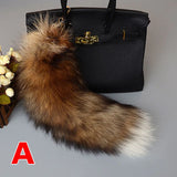 Wolf Fox Tail Fur Keychain Pompom Pendant Key Ring Holder
