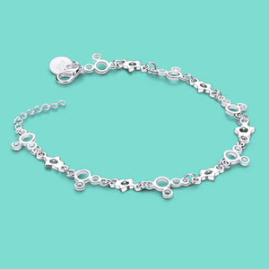 925 Silver Mickey Chain Bracelet Student Charm Jewelry Gift