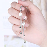 Women Earrings Wafer Balls Tassel Jewelry 925 Silver Needle Earring