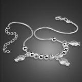 925 Sterling Silver Fish Pendant Foot Jewelry Summer Beach Bracelet Gift