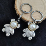 Bear Shape Pearl Inlaid Keychain for Women Backpack Pendant Gift