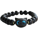 Cat Wooden Bracelet Anime Men Women Unisex Vintage Minimalist