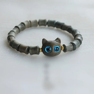 Cat Wooden Bracelet Anime Men Women Unisex Vintage Minimalist